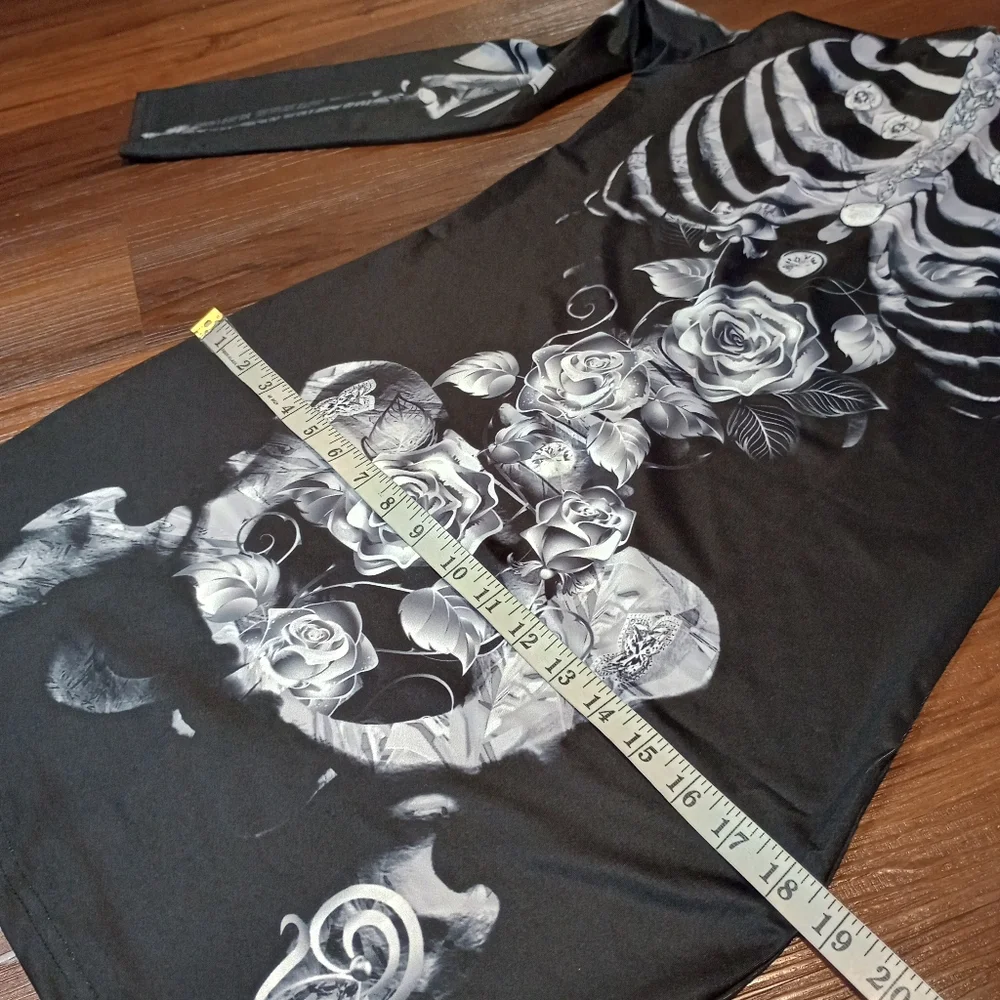 Women's Halloween Rose Skeleton Bodycon Dress Day Of The Dead